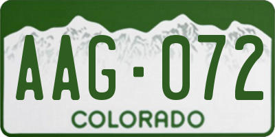 CO license plate AAG072