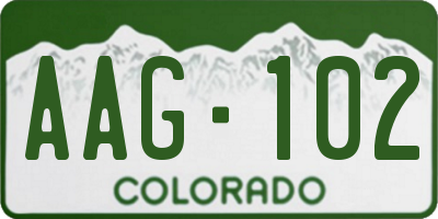 CO license plate AAG102