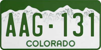 CO license plate AAG131