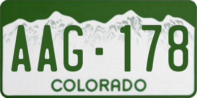 CO license plate AAG178