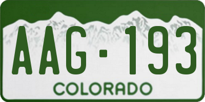 CO license plate AAG193