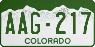 CO license plate AAG217