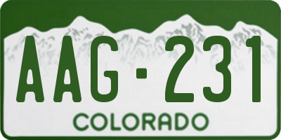 CO license plate AAG231