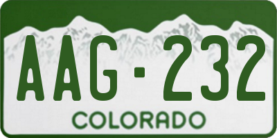 CO license plate AAG232