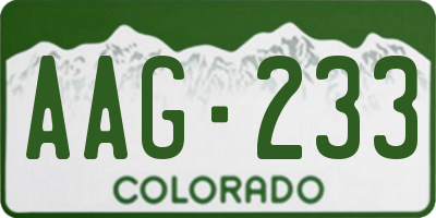 CO license plate AAG233