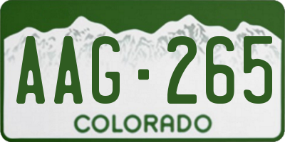 CO license plate AAG265