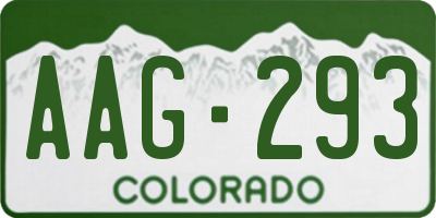CO license plate AAG293