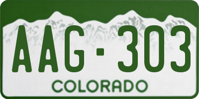 CO license plate AAG303