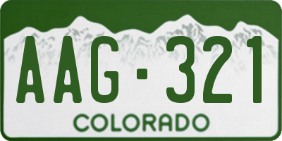 CO license plate AAG321