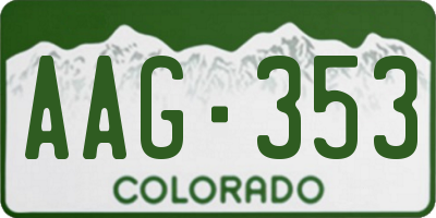 CO license plate AAG353