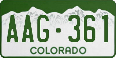 CO license plate AAG361