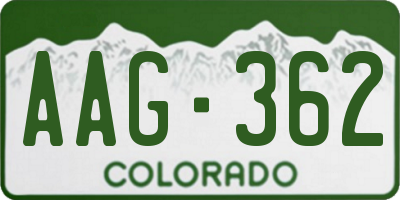 CO license plate AAG362