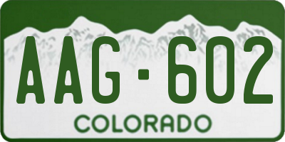 CO license plate AAG602