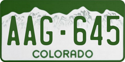 CO license plate AAG645