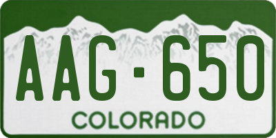 CO license plate AAG650