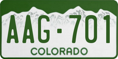 CO license plate AAG701