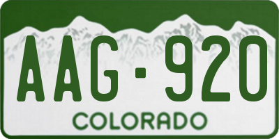 CO license plate AAG920