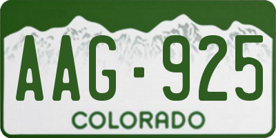 CO license plate AAG925