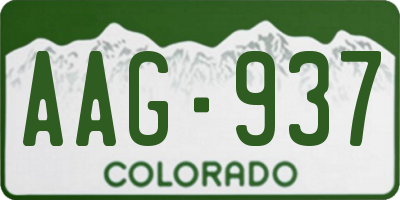 CO license plate AAG937
