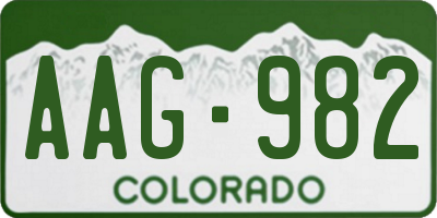 CO license plate AAG982