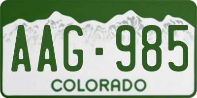 CO license plate AAG985