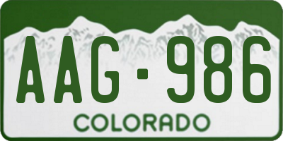 CO license plate AAG986