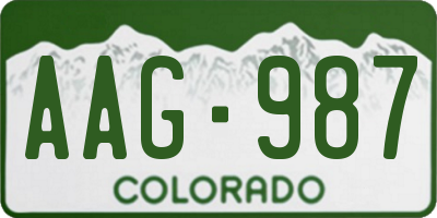 CO license plate AAG987