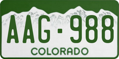 CO license plate AAG988