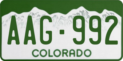 CO license plate AAG992