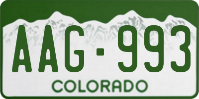 CO license plate AAG993