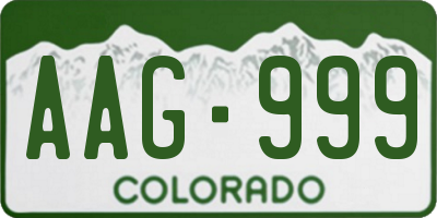 CO license plate AAG999