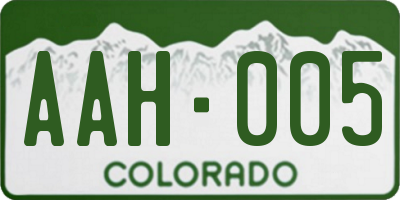 CO license plate AAH005
