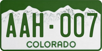 CO license plate AAH007