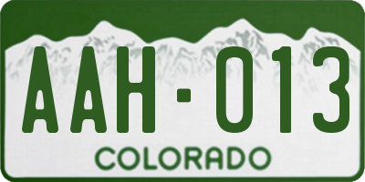 CO license plate AAH013