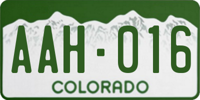 CO license plate AAH016