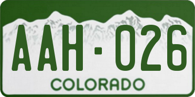CO license plate AAH026