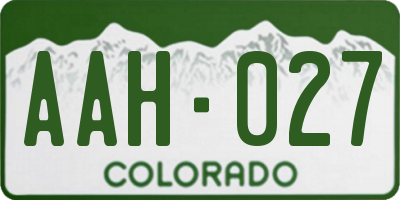 CO license plate AAH027