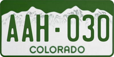 CO license plate AAH030