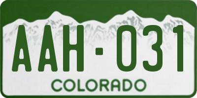 CO license plate AAH031