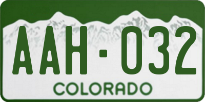 CO license plate AAH032