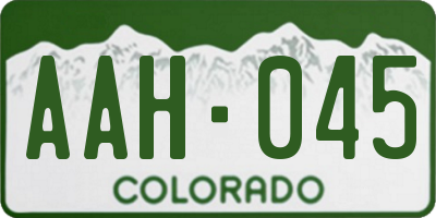 CO license plate AAH045