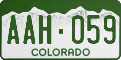 CO license plate AAH059