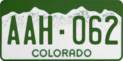 CO license plate AAH062
