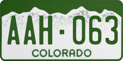 CO license plate AAH063