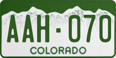 CO license plate AAH070