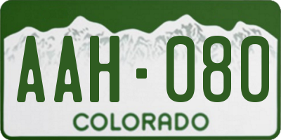 CO license plate AAH080