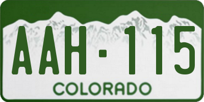 CO license plate AAH115