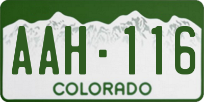 CO license plate AAH116