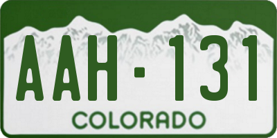 CO license plate AAH131