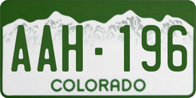 CO license plate AAH196